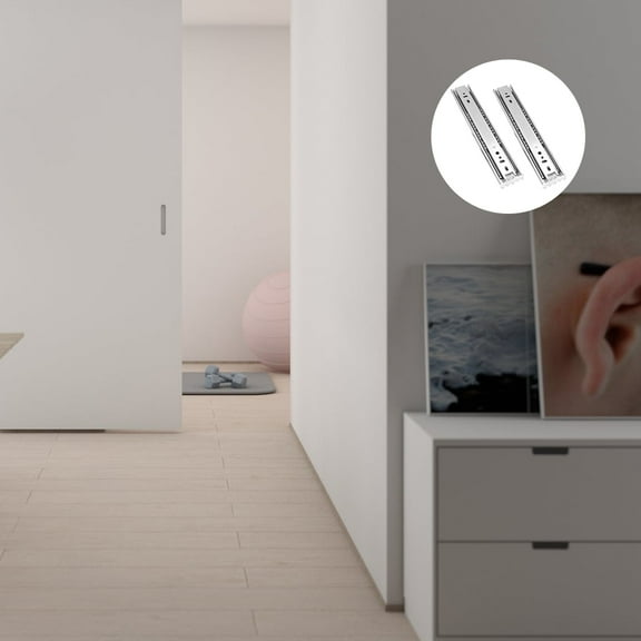CATIEBYE 2Pcs Silver Three-Section Full Extension Drawer Slide for Kitchen Bathroom Furniture 14 Inch