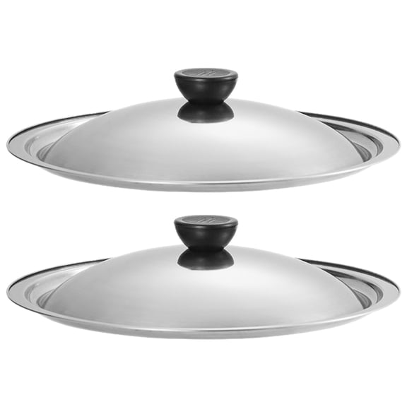 CATIEBYE 2Pcs Universal Stainless Steel Pan Lid for Cast Iron Skillet and Frying Pan