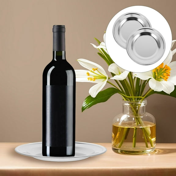 CATIEBYE Insulated Coasters Wine Coaster 2Pcs Silver