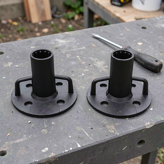 CATIEBYE 2pcs Camping Tent Pole Base Deck Mount Holder Anti Sink Nylon Black