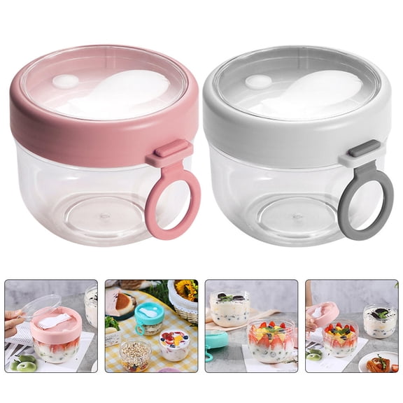 CATIEBYE 2Pcs Leak Proof Overnight Oats Jars with Lids Portable Cereal Storage Containers