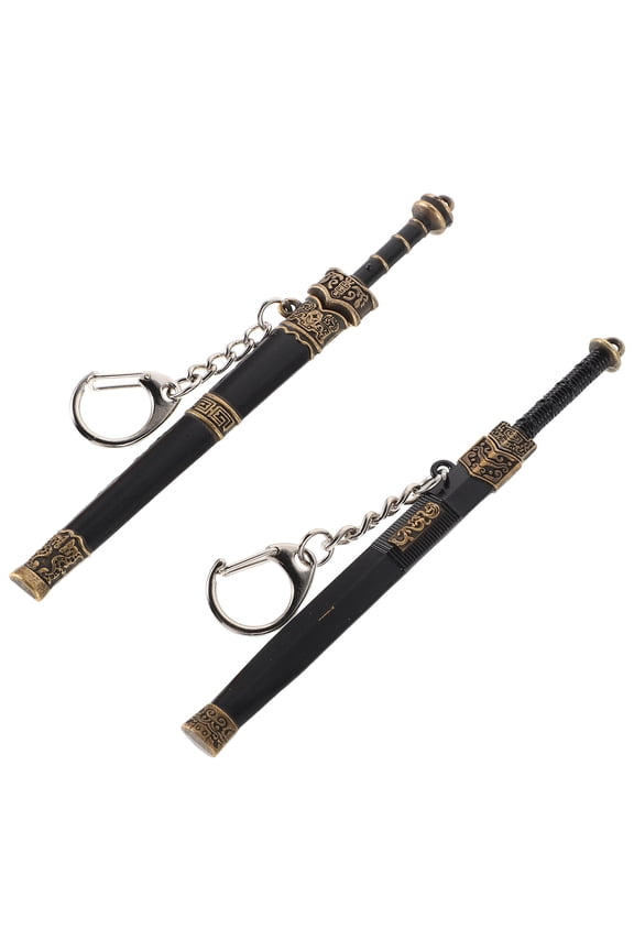 Ancient Chinese Han Sword Keychain Multi Metal High Realism 2Pcs