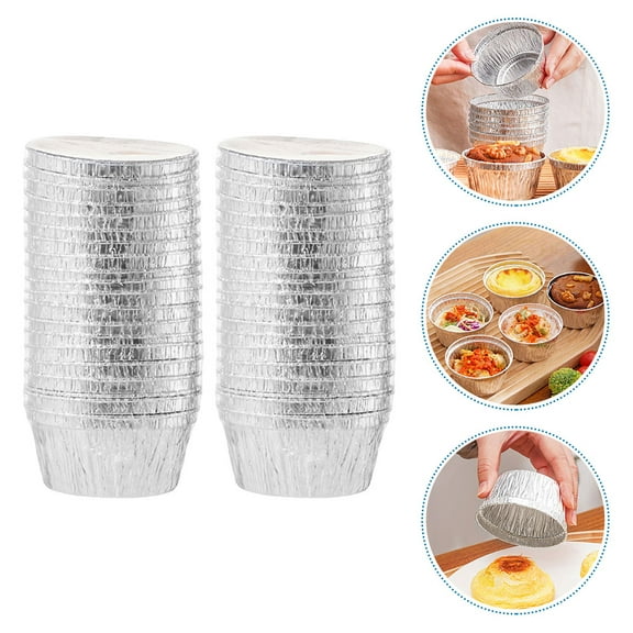 CATIEBYE Silver Tin Foil Cupcake Liners Compact Design for Kitchen Baking