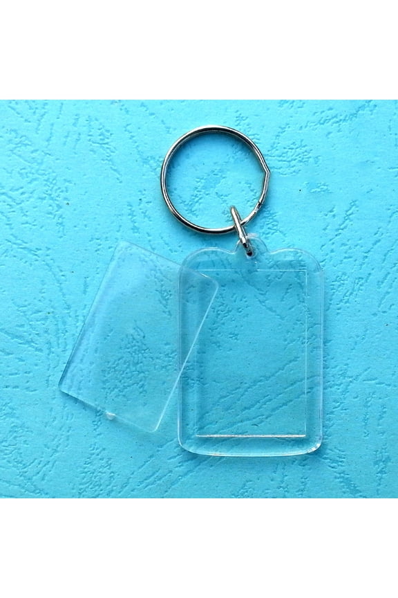 30Pcs Clear Plastic Photo Frame Keychains Transparent Split Ring Keyring for Custom Use