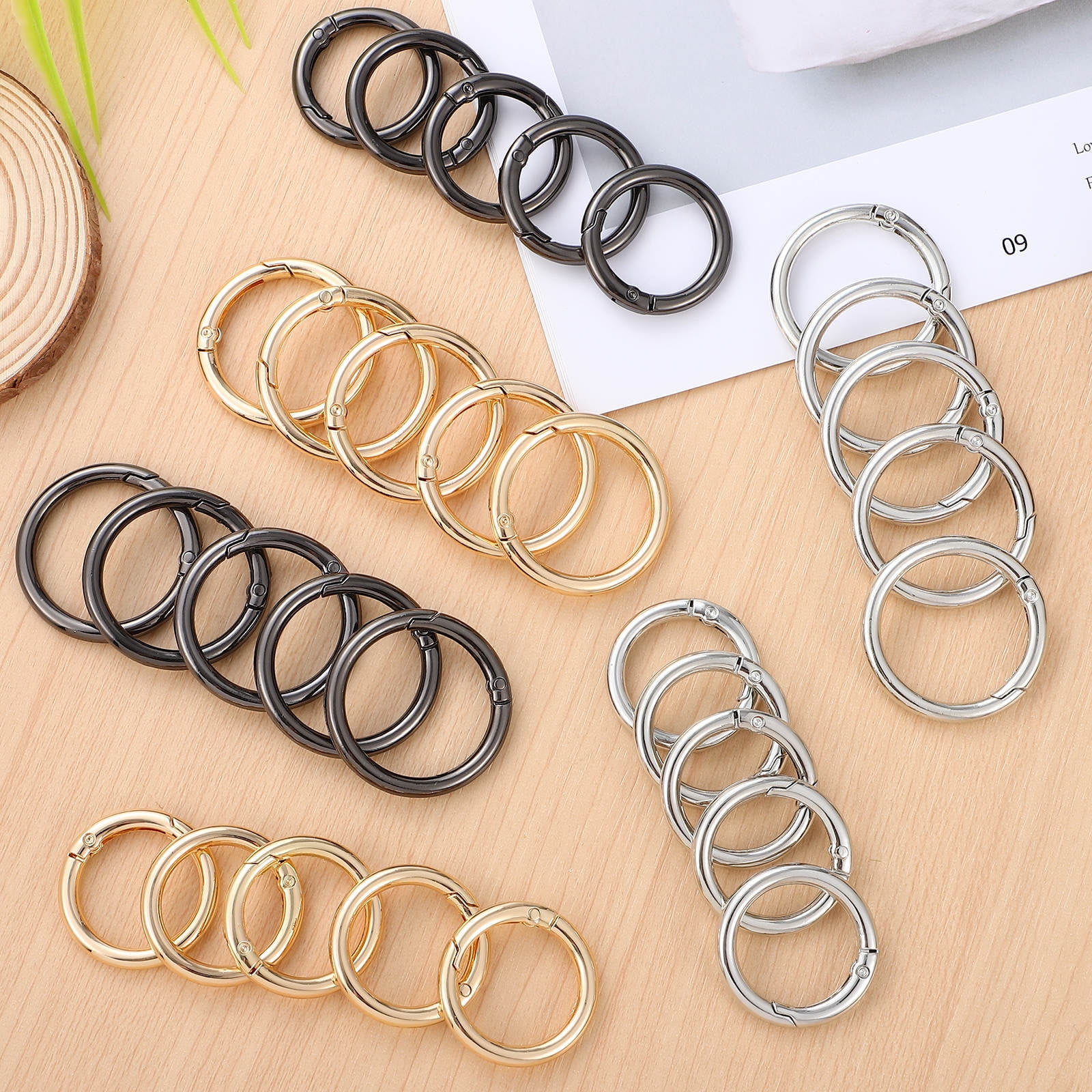 CATIEBYE 30pcs Round Spring Clips O Shape Snap Hooks For Keychains Bags ...