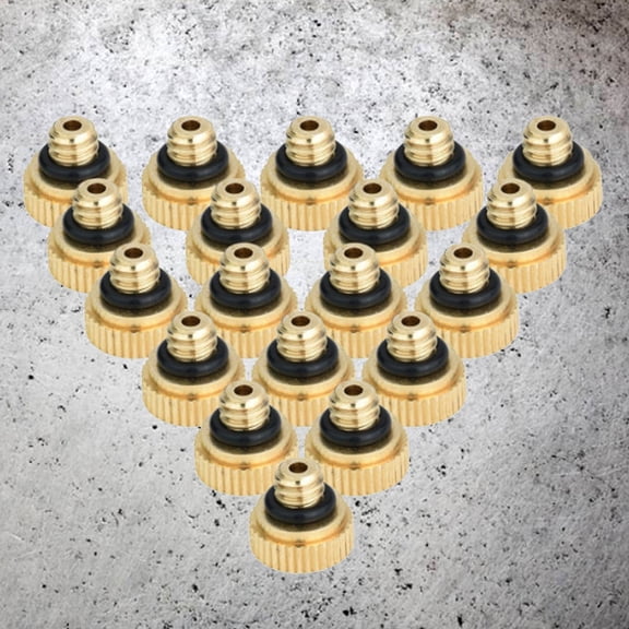 CATIEBYE 32Pcs Golden Misting Nozzles for Garden Cooling System with Advanced Forging Process