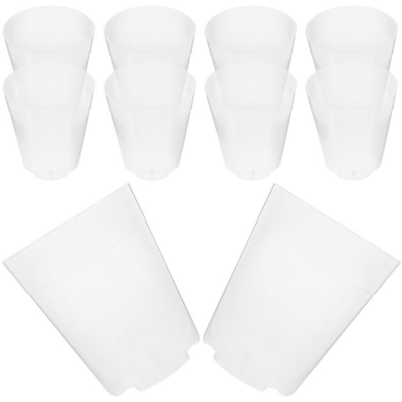 CATIEBYE Set of 10 Transparent Plastic Flower Pots with Drainage Holes for Indoor and Outdoor Plant Decor