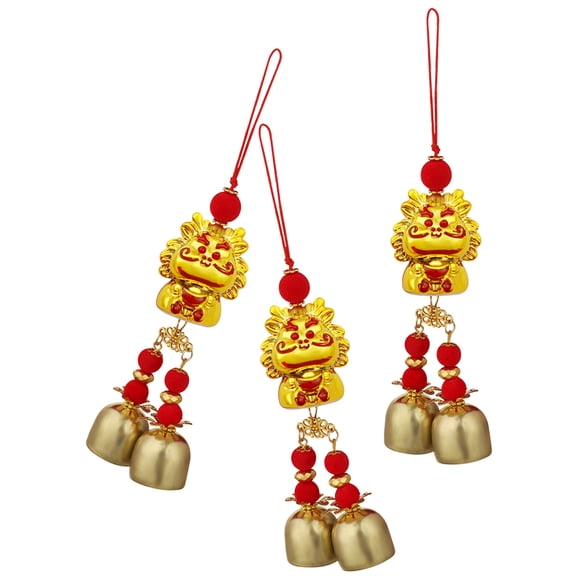 CATIEBYE 3Pcs Zodiac Dragon Bell Pendant Assorted Colors Chinese New Year Decor Hanging Ornament