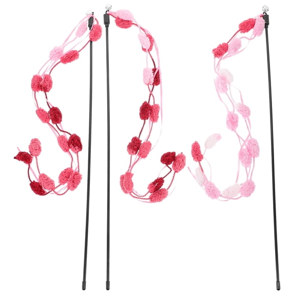 CATIEBYE 3Pcs Plush Cat Teaser Sticks Designed for Indoor Cat Entertainment