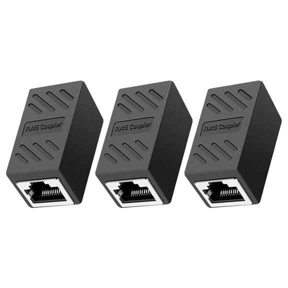 CATIEBYE 3Pcs RJ45 Ethernet Adapter for Network Cables Extending Ethernet Cables Black Zinc Alloy