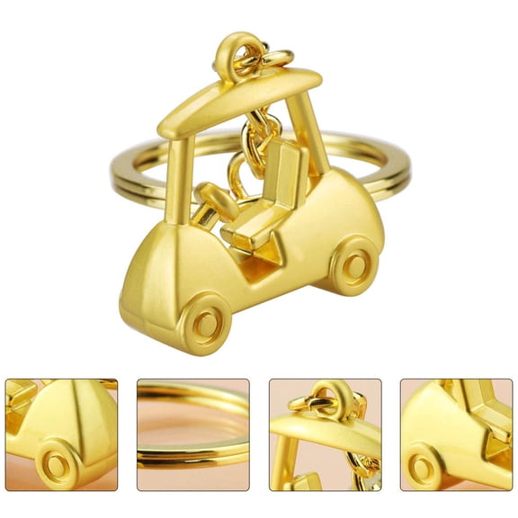 CATIEBYE 3Pcs Golden Metal Pendant for Golf Cart Shaped Key Chain Wear Resistant Design
