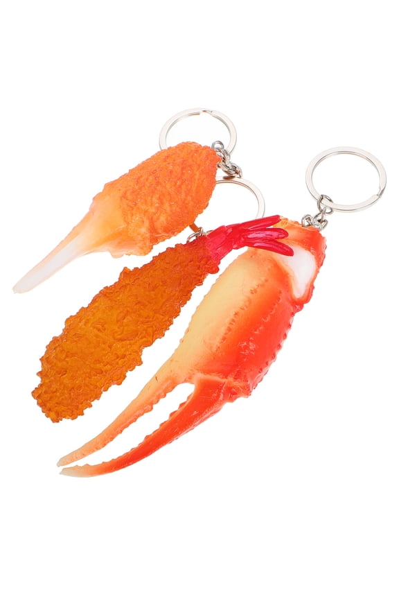 3Pcs Keychain Pendant Crab Claw Shape PVC Key Ornament for Suitcase Gym Shopping
