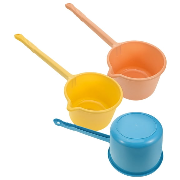 CATIEBYE 3Pcs Water Ladle Dipper with Long Handle Plastic Scoop for Kitchen and Bath Assorted Colors