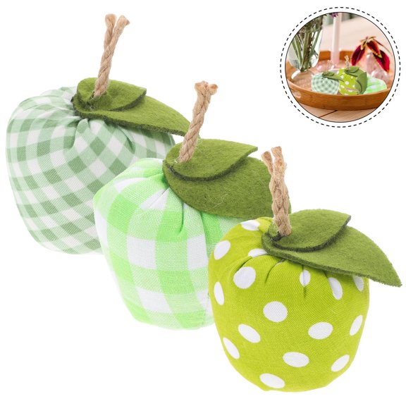 CATIEBYE Artificial 3Pcs Lifelike Green Cotton Fabric Decor for Home