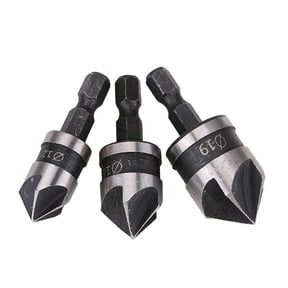 CATIEBYE 3-Piece Carbon Steel Chamfering Tool Set High Hardness Deburring Bits for Drilling Plastic and Aluminum Materials