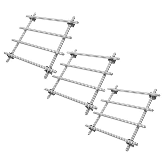 CATIEBYE 3Pcs Square Stainless Steel Trivets with Rubber Feet for Stable Heat Resistant Table Protection