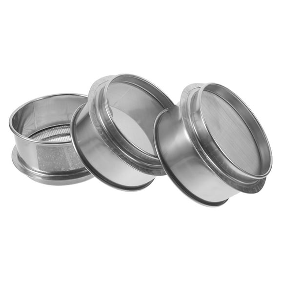 CATIEBYE 3pcs Laboratory Sieve For Soil Sifting Stainless Steel Silver Mesh Sieve For Professionals