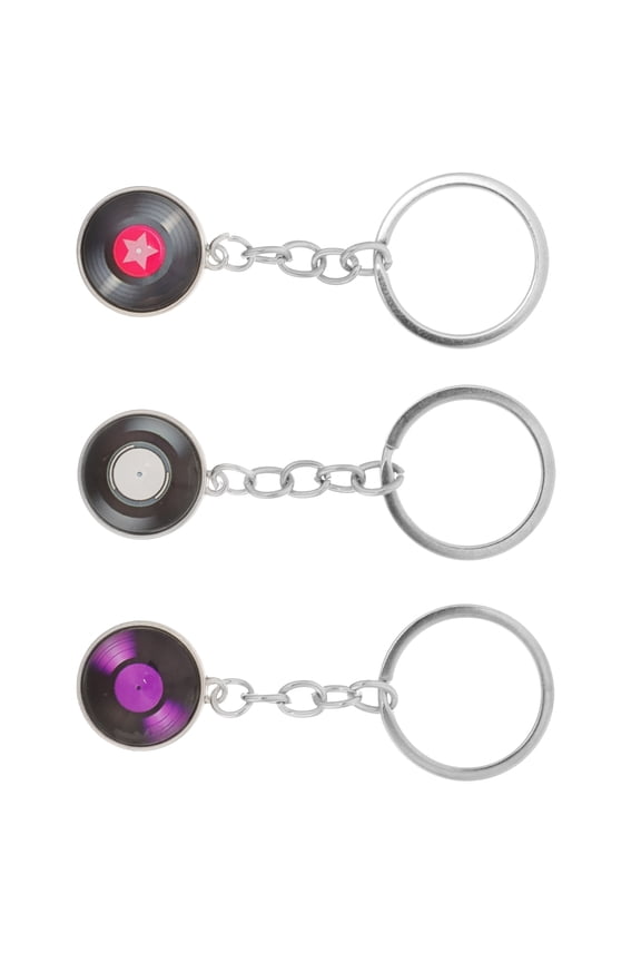 3Pcs Vinyl Record Pendant Metal Keychain Multipurpose Backpack Hanging Ornament