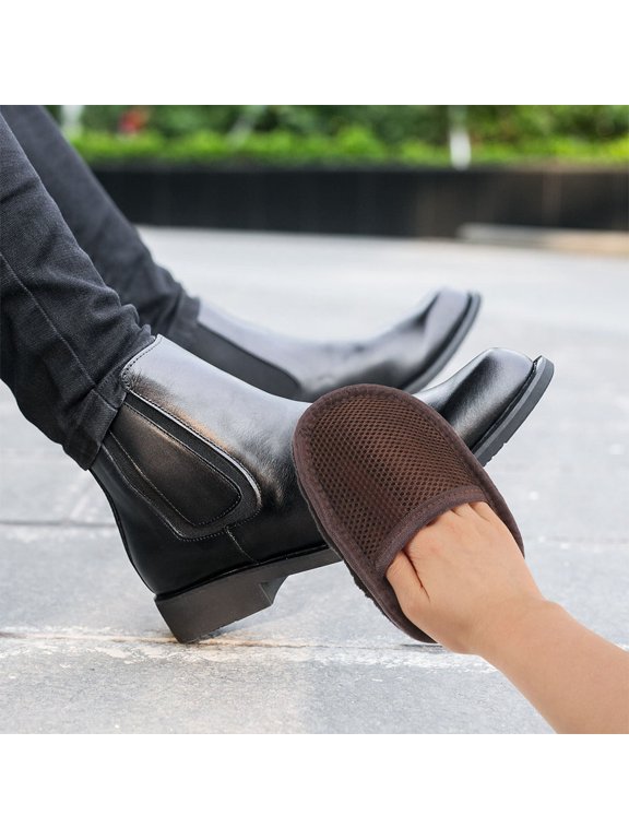 Black Faux Lambswool Shoe Polishing Gloves Versatile Shine Protection 3Pcs