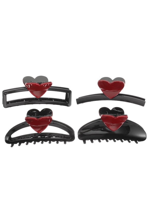 4 Pcs Cute Heart Hair Clips Resin Assorted Color Hair Claw Clips Party