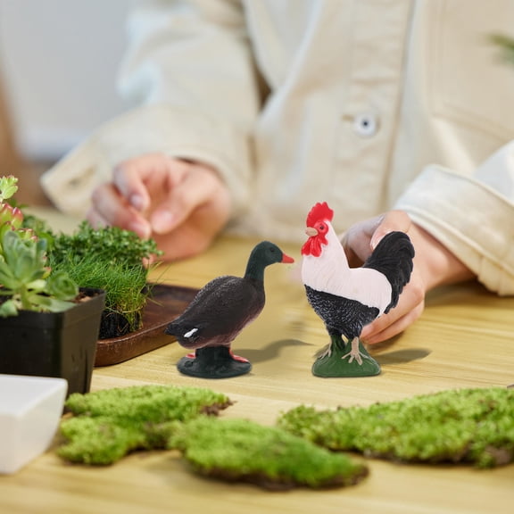 CATIEBYE 4Pcs Animal Statues Chicken Shape Duck Shape PVC Material Micro Garden Enhancement