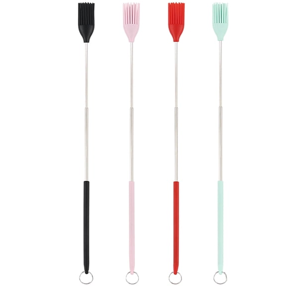 CATIEBYE 4-Pack Silicone Basting Brushes for Grilling, Cooking & Baking with Retractable Handles, Easy to Clean and