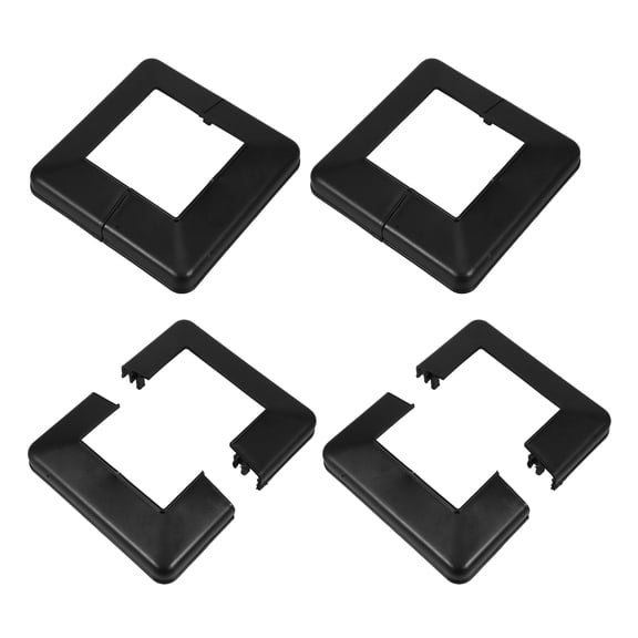 CATIEBYE 4Pcs Black PVC Post Base Covers Split Style Deck Post Skirts for Outdoor Porch and Staircase Columns