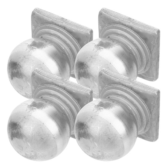 CATIEBYE 4Pcs Durable Metal Fence Post Caps Silver Iron Ball Shape for Guardrail and Railing
