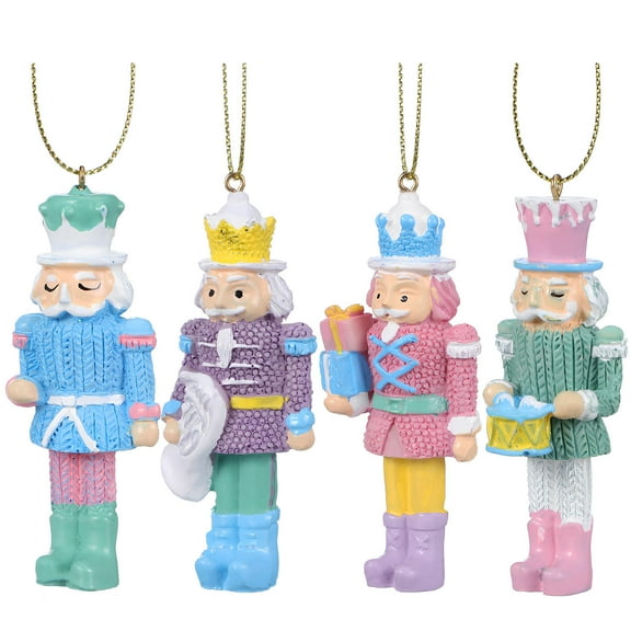 CATIEBYE 4Pcs Festival Nutcracker Decorations Multi-Colored Resin Soldier Shape for Christmas Parties