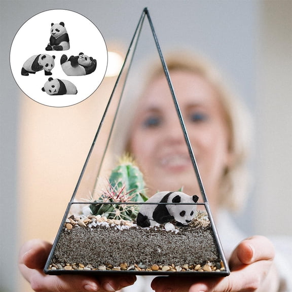 CATIEBYE Panda Figurines Adorable Animal Decor White PVC for Home Office