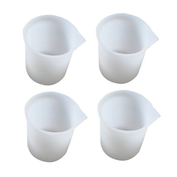 CATIEBYE 4Pcs Silicone Measuring Cups White Easy Clean Wide Mouth Measuring Tools