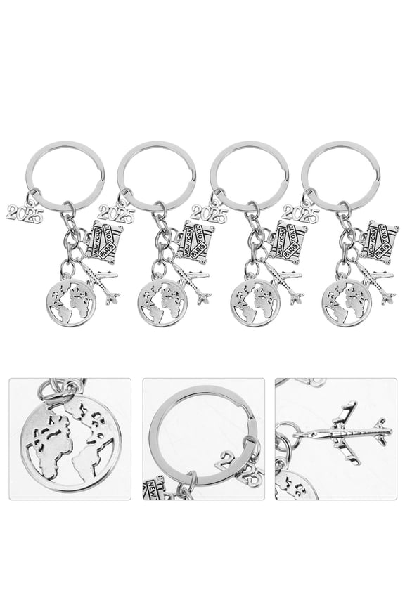 4Pcs Travel-Themed Airplane Keychain Set For Men Women Graduates 3.00X1.00X0.4In
