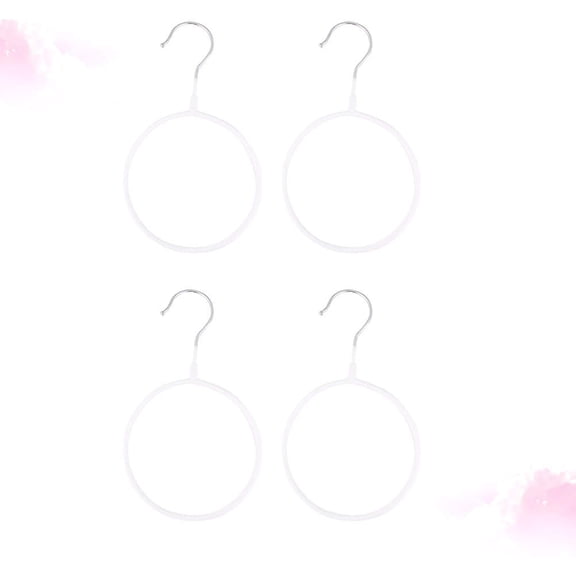 CATIEBYE 4Pcs White Round Steel PVC Hook for Multipurpose Belt Hook Wardrobe Supplies