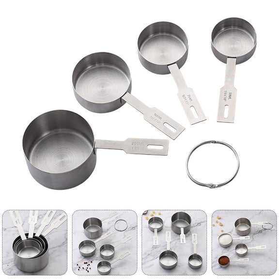CATIEBYE Stainless Steel Measuring Cups Set 4 Pieces Home Baking Kitchen Easy Stackable