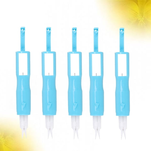 CATIEBYE 5 Pcs Sewing Machine Needle Inserter Tool Household Sewing Machine Blue Plastic and Metal Threading
