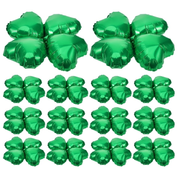 CATIEBYE 50Pcs Green Foil Balloons Party Decorations Festival Reusable Lucky Shamrock Balloons