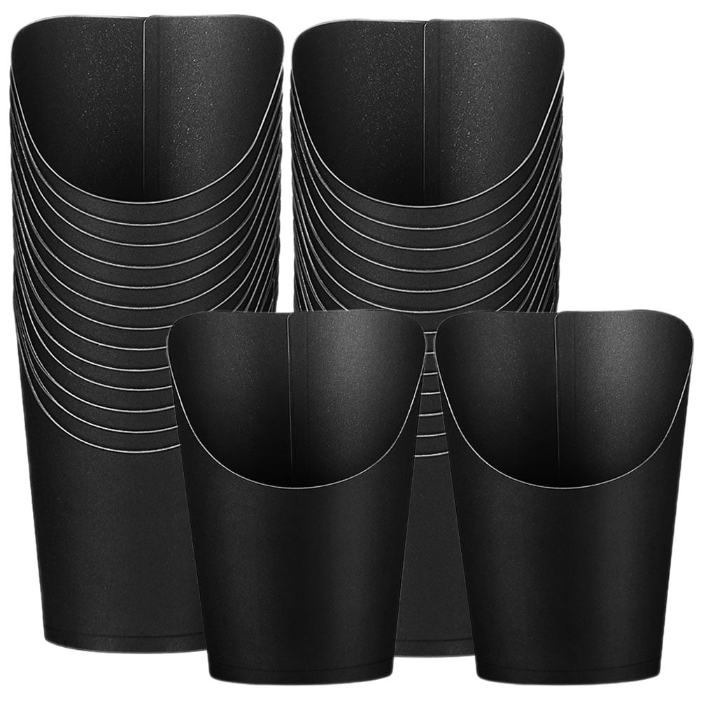 CATIEBYE 50Pcs French Fry Cups for Various Parties Tapered Shape Black ...