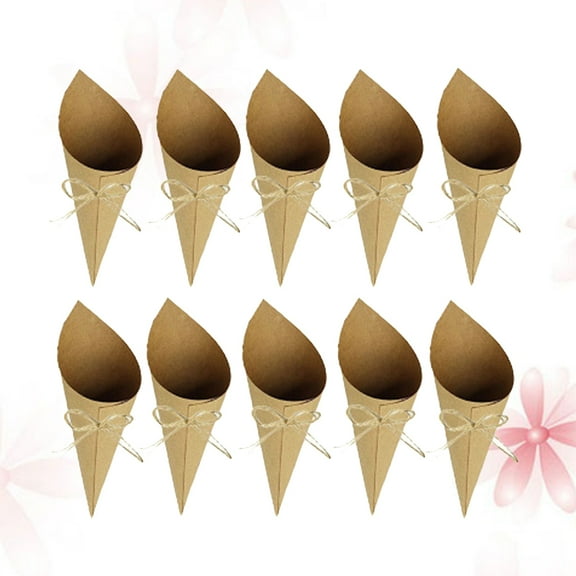 CATIEBYE 50Pcs Light Brown Paper Cones for Wedding and Holiday Celebrations