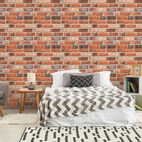 CATIEBYE 5Pcs 3D Brick Pattern Wall Sticker Self Stick Wallpaper For Living Room Waterproof