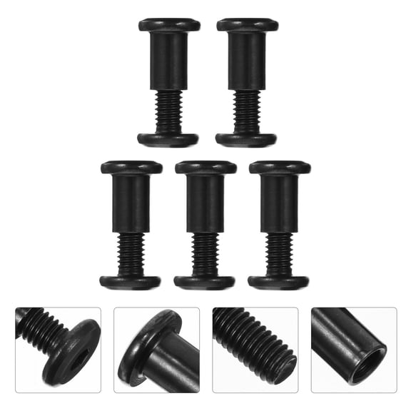 CATIEBYE 5Pcs Black Stainless Steel Binding Screws Suitable for Leather Belts Handbags Shoes