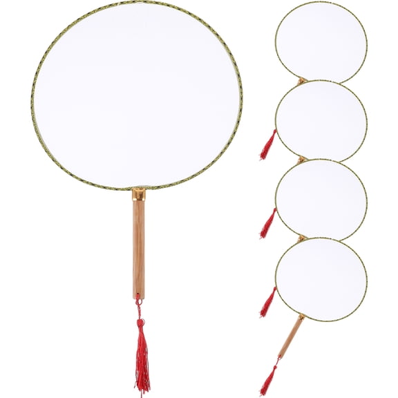 CATIEBYE 5Pcs DIY Painting Fans with Bamboo Handles Multi Color for Handheld Decorative Home Fans
