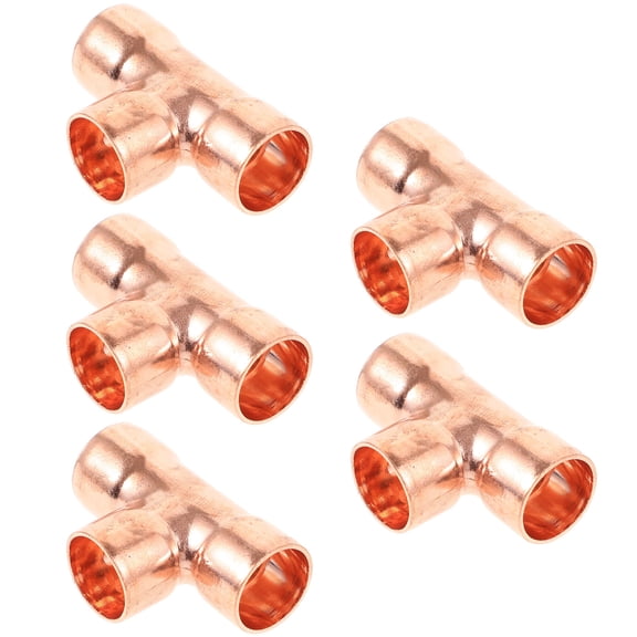 CATIEBYE Copper Pipe Fittings for Air Conditioning, Copper, 5 Pieces, Connector Set