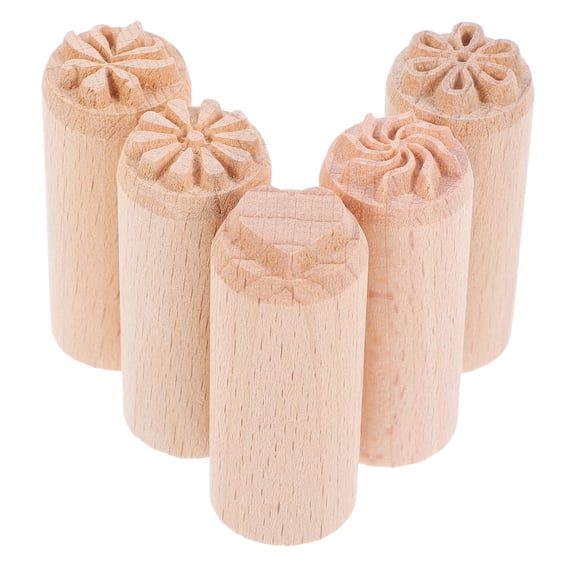 CATIEBYE Beige Wooden Clay Stamp with Clear Pattern for Pottery and Crafting Use