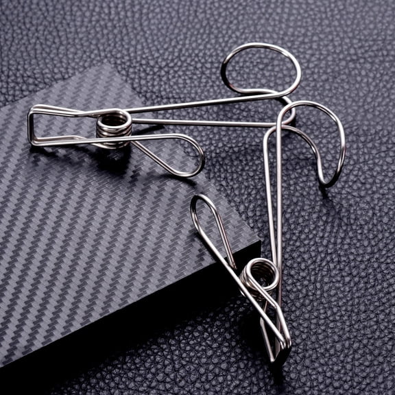CATIEBYE 5Pcs Socks Clips Clothes Pegs Laundry Clips Silver Stainless Steel