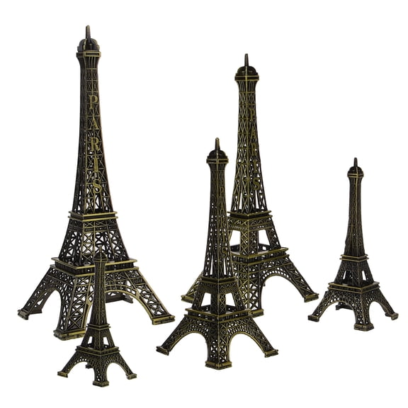 CATIEBYE Set of 5 Coffee Color Eiffel Tower Figurines for Elegant Home Decor and Stylish Room Decoration
