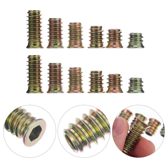 CATIEBYE 60-Piece Metal Threaded Insert Socket Nuts for Furniture, Drawer Pulls, and Cabinet Hardware