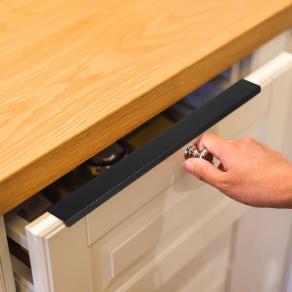 CATIEBYE 6Pcs Black Concealed Tab Pulls Aluminum Alloy Drawer Edge Pulls for Home Cabinet Installation