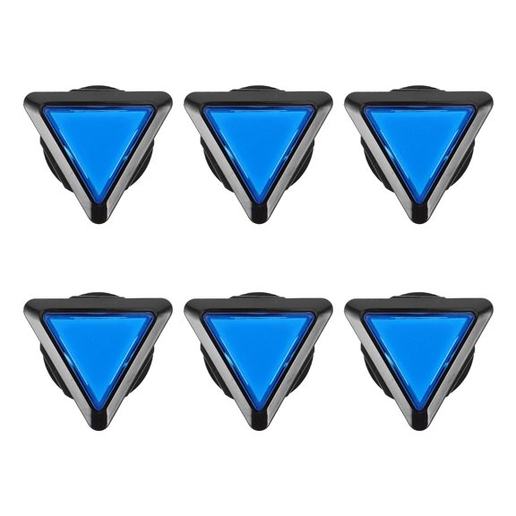 CATIEBYE 6Pcs Blue Backlit Triangle Arcade Control Panel Button with Self Resetting Micro Switch