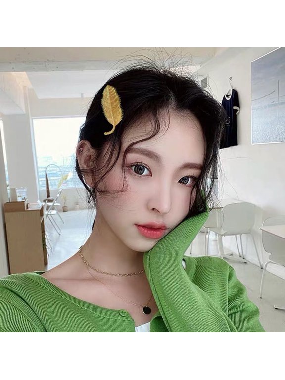 6-Pack Leaf Design Cloth Barrettes Assorted Colors Hairpins for Stylish Hair Decoration