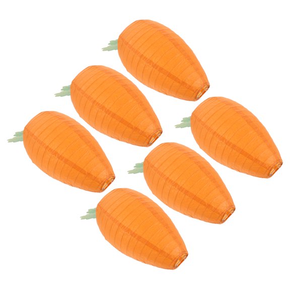 CATIEBYE 6-Pack Orange Carrot Paper Lanterns for Easter Spring Party Decorations, Home Hanging Decor, Festive Holiday Lighting